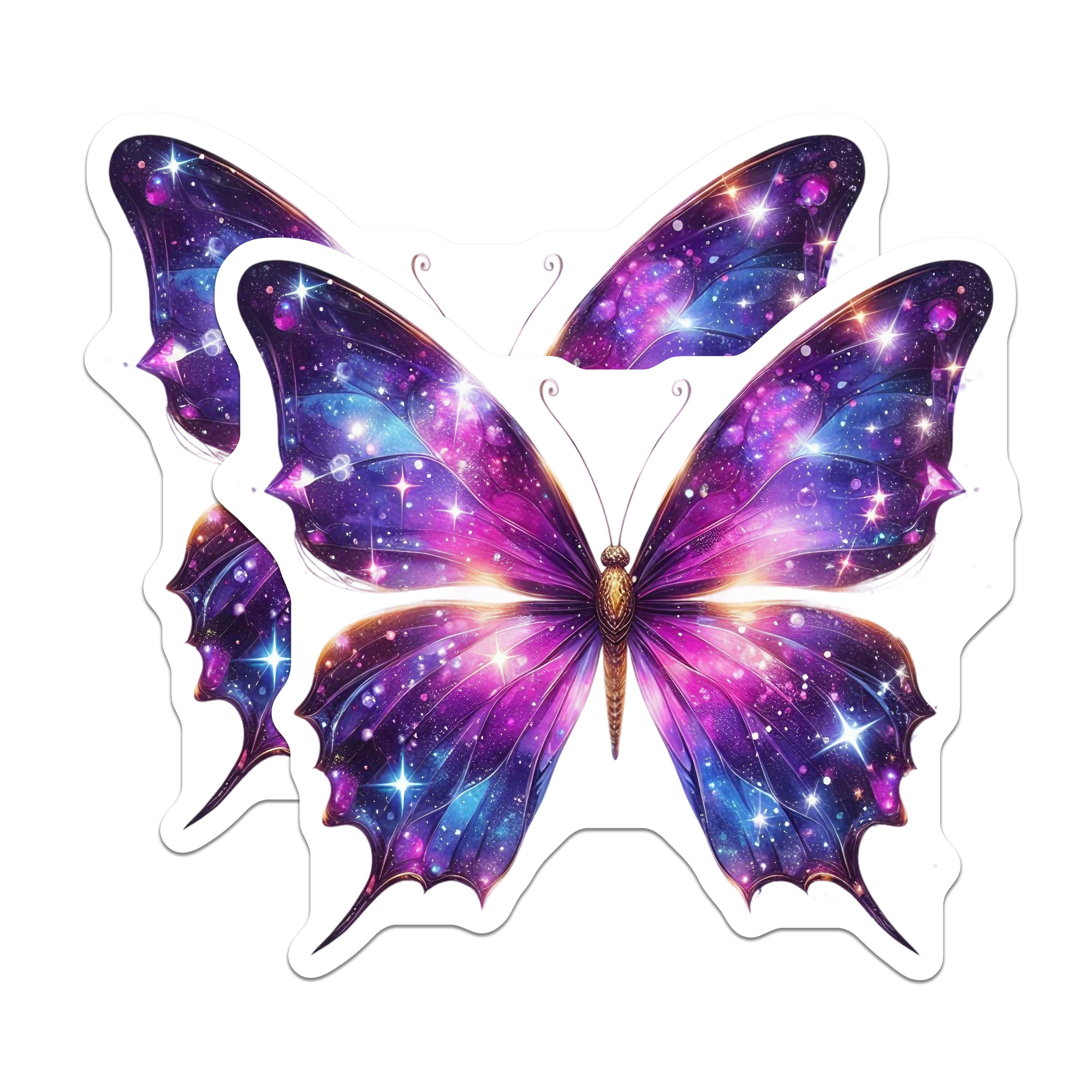(2 Pack) Cosmic Butterfly Magnets - Galaxy Wing Decor - Aesthetic Fridge Magnet - 5 Inches On Longest Side - Thick Durable Magnet - Made in USA - MAG38002