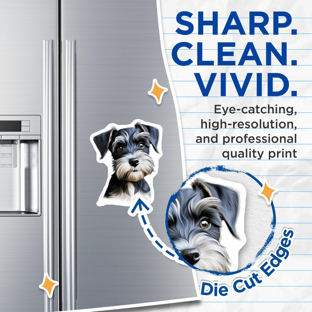 (2 Pack) Schnauzer Magnets - Dog Lover Decor - Pet Mom Home Decor - 5 Inches On Longest Side - Thick Durable Magnet - Made in USA - MAG28293