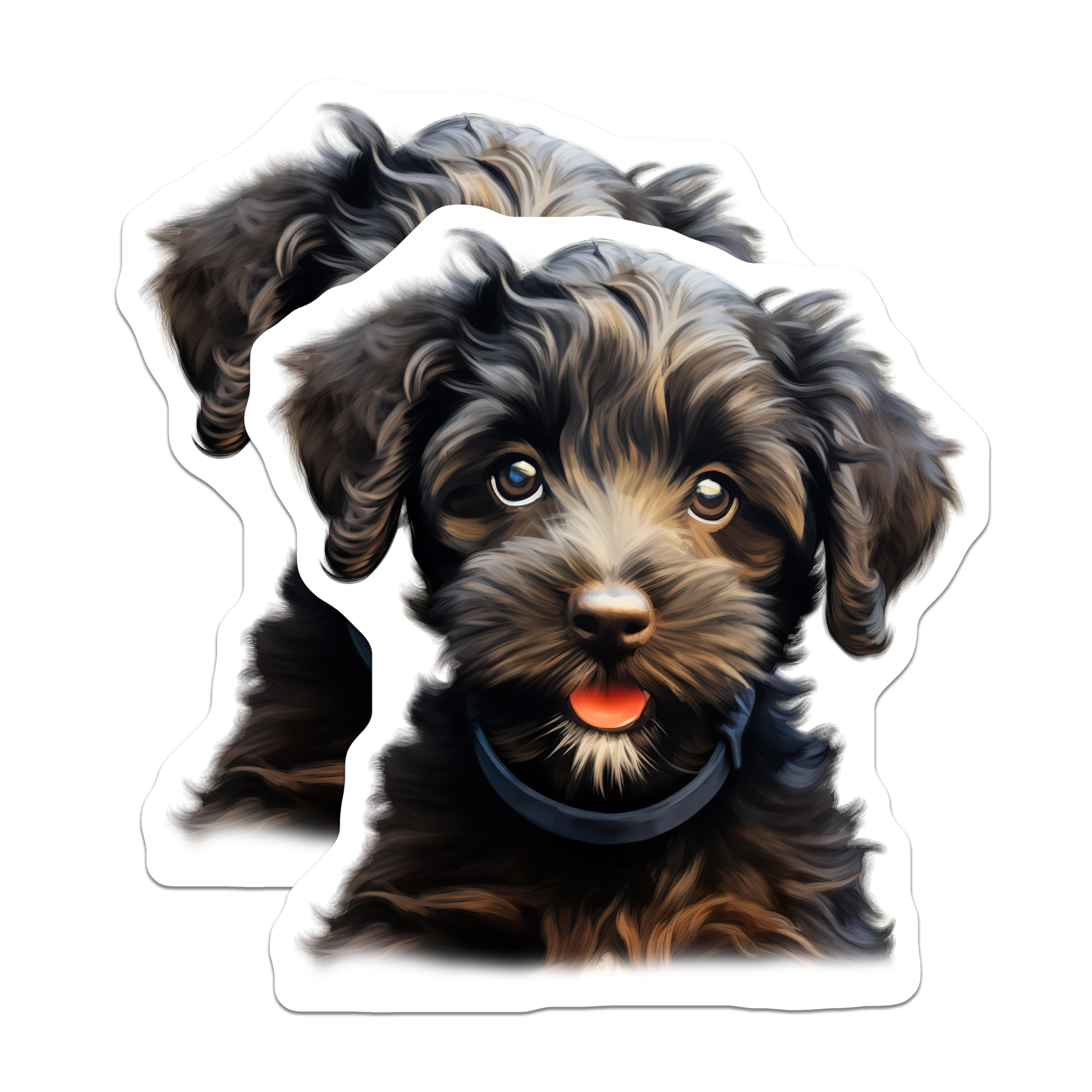 (2 Pack) Fluffy Puppy Magnets - Cute Doodle Dog Art - Pet Lover Fridge Decor - 5 Inches On Longest Side - Thick Durable Magnet - Made in USA - MAG29220