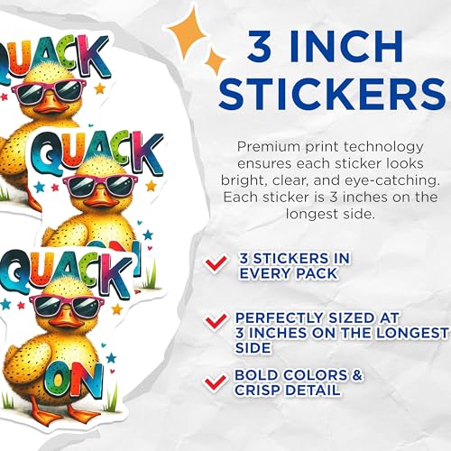 (3 Pack) Cool Duck Decals - Duckling Laptop Decal - Trendy Animal Art- 3 Inches On Longest Side - Easy Peel & Apply - Made in USA - 3MCS5129