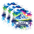 (3 Pack) Alaska Decals - Watercolor Art Stickers - Northern Lights Laptop Decals- 3 Inches On Longest Side - Easy Peel & Apply - Made in USA - 3MCS5570