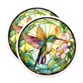 (2 Pack) Hummingbird Stained Glass Magnets - Nature Lover Kitchen Decor - Floral Bird Art Accent - 5 Inches On Longest Side - Thick Durable Magnet - Made in USA - MAG29413