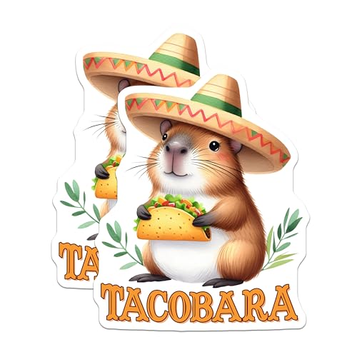(2 Pack) Tacobara Magnets - Cute Animal Magnets - Fun Kitchen Decor - 5" On Longest Side - for Cars, Refrigerators, Toolboxes, Lockers - Made in USA BMCS3258