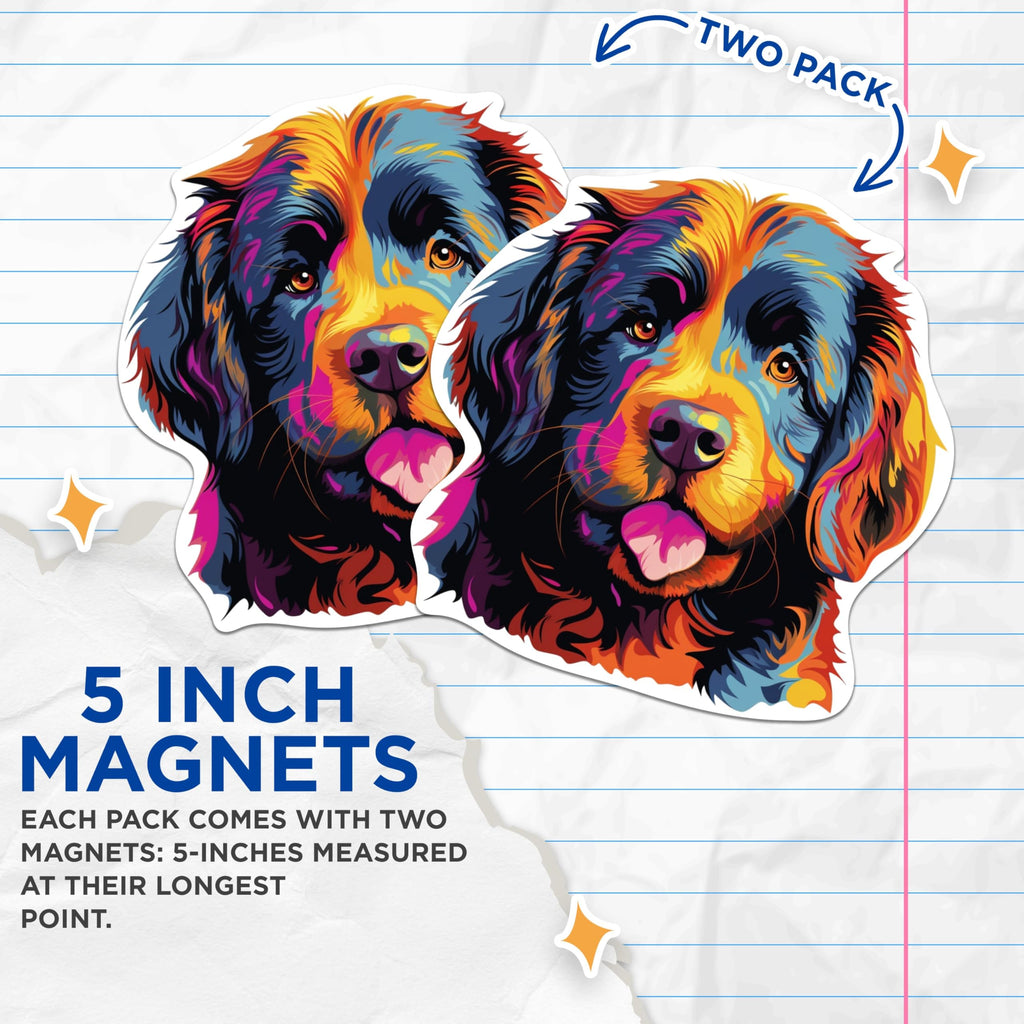 (2 Pack) Newfoundland Dog Breed Magnets - 5 Inches On Longest Side - Choose from Over 100 Dog Breeds - for Cars, Refrigerators, Toolboxes - Made in USA - MAG1905
