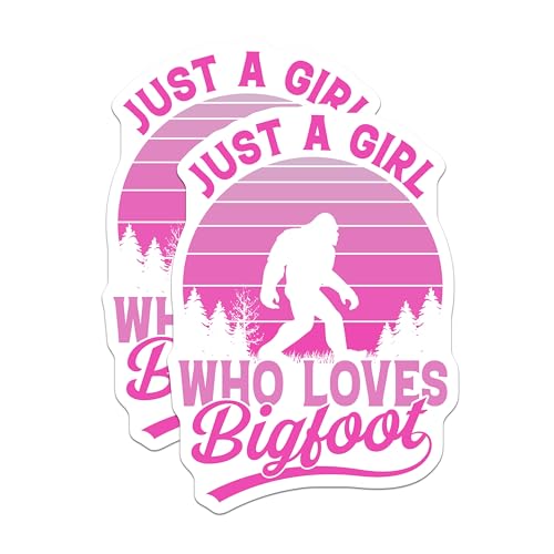 (2 Pack) Bigfoot Lover Magnets - Sasquatch Girl - Pink Sunset Yeti Refrigerator Decor - 5" On Longest Side - Premium Magnet - for Cars, Refrigerators, Toolboxes, Lockers - Made in USA - MAG18586