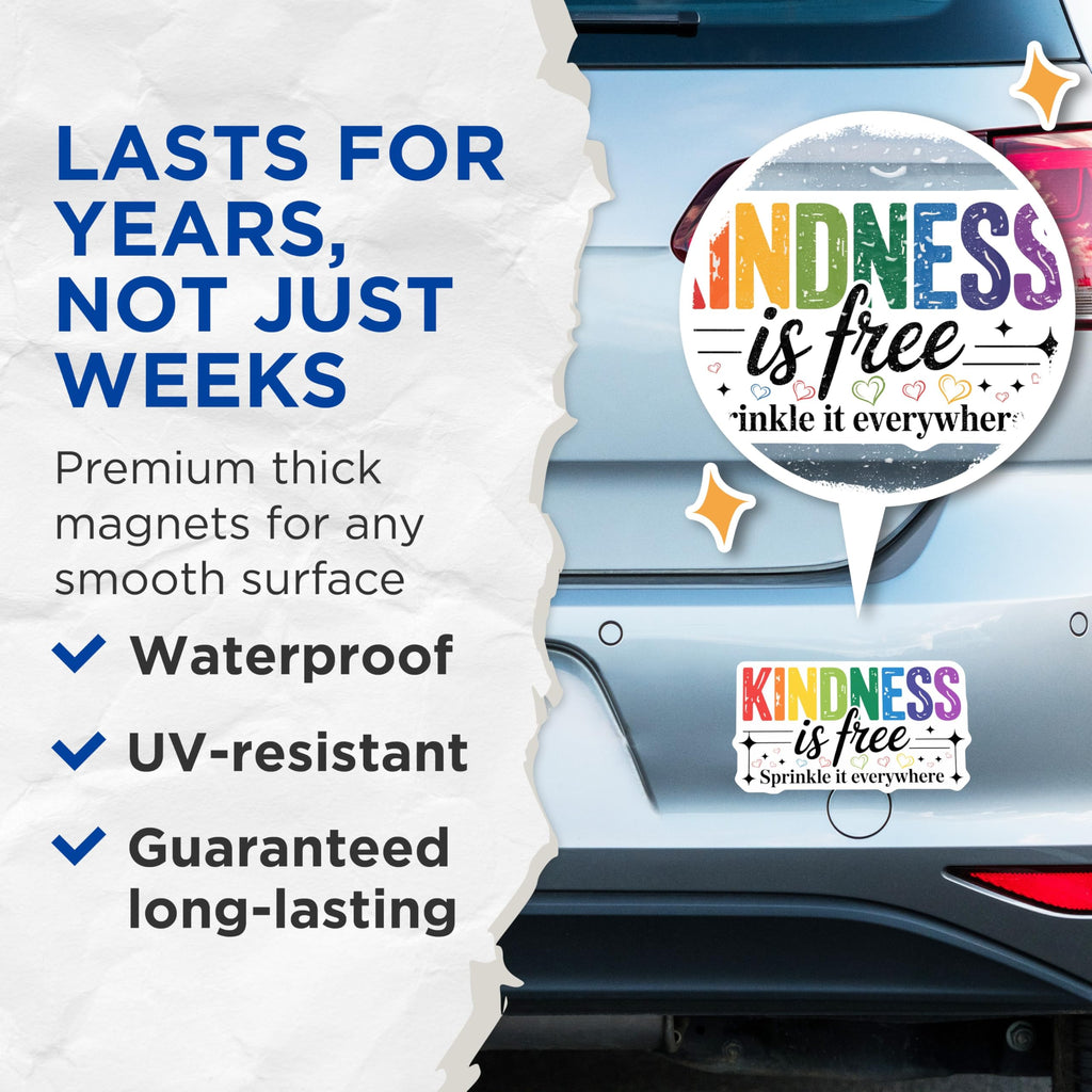 (2 Pack) Kindness Magnets - Inspirational Quote - Positive Message Decor - Rainbow Hearts - 5 Inches On Longest Side - Thick Durable Magnet - Made in USA - MAG20644