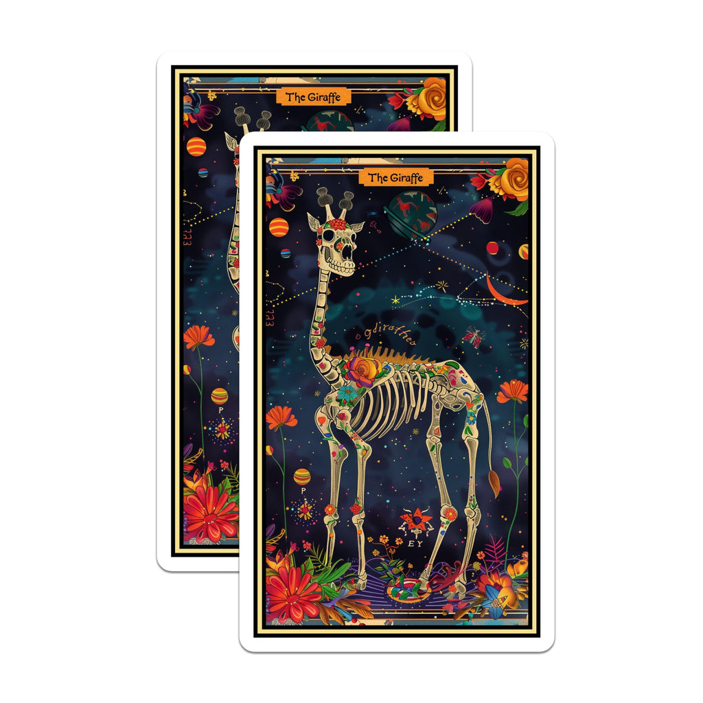 (2 Pack) Giraffe Skeleton Art Magnets - Skeleton Giraffe Space Art Magnets - Colorful Animal Skeleton Magnets for Home - 5" On Longest Side - for Cars, Fridges, Toolboxes - Made in USA - MAG3676