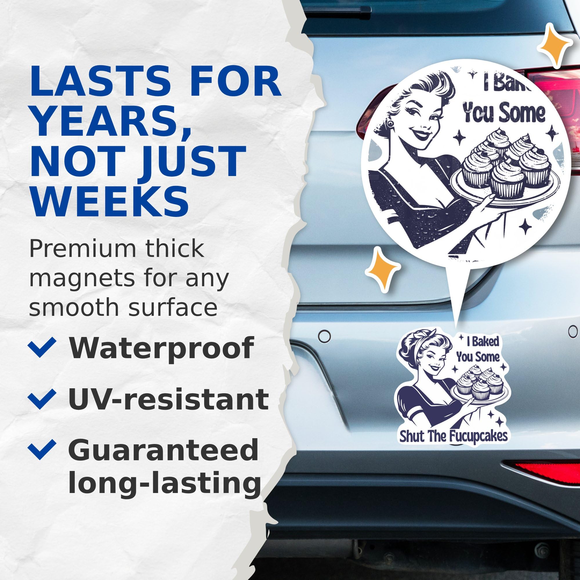 (2 Pack) I Baked You Some Shut The Fucupcakes Magnets - Funny Sarcastic Sassy - 5" On Longest Side - Premium Magnet - for Cars, Refrigerators, Toolboxes, Lockers - Made in USA - MAG0623