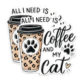 (2 Pack) Coffee and Cat Magnets - Cat Lover Kitchen Magnets - Coffee Cat Decor Magnets - Cute Animal Magnets- 5" On Longest Side - for Fridges, Toolboxes, Cars - Made in USA - MAG2800