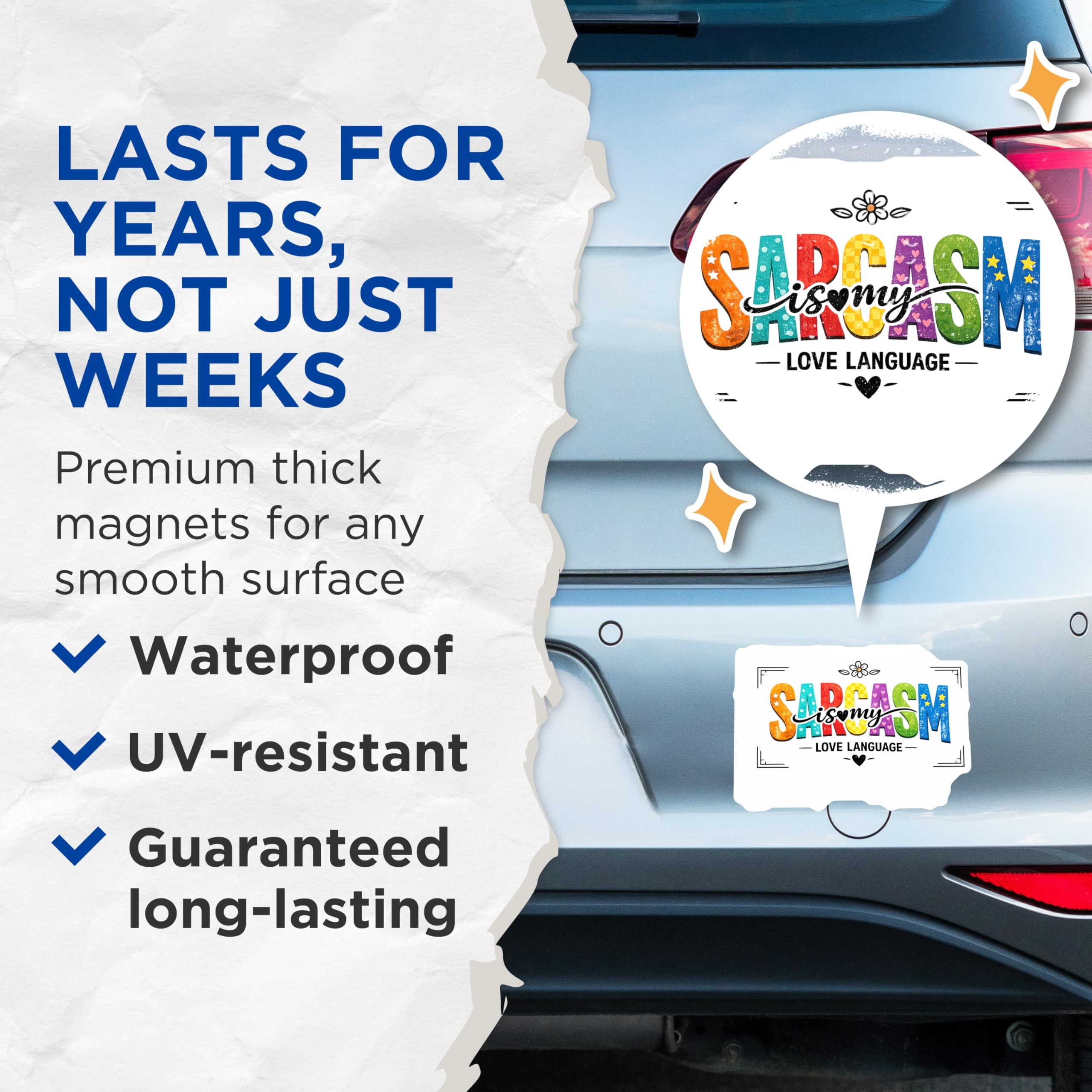 (2 Pack) Sarcasm Love Language Magnets - Funny Refrigerator Quote - Witty Kitchen Locker Decor - 5 Inches On Longest Side - Thick Durable Magnet - Made in USA - MAG20601