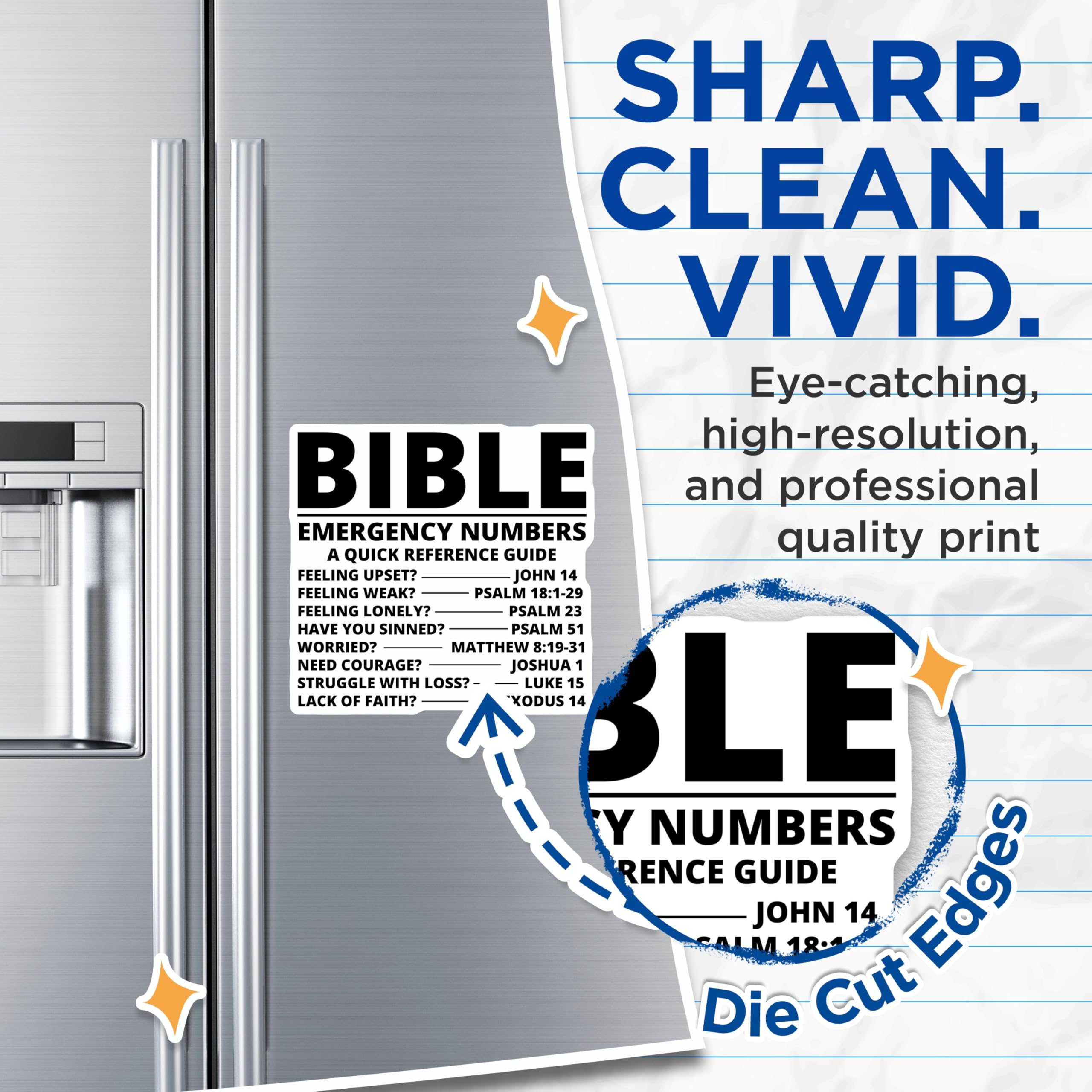 (2 Pack) Bible Emergency Numbers Magnets - Quick Reference Guide - Scripture Inspired Home - 5" On Longest Side - for Cars, Fridges, Toolboxes - Made in USA - MAG3874