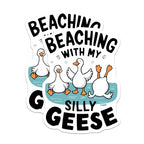 (2 Pack) Beaching with My Silly Geese Magnets - Cute Duck Magnets - Funny Animal Quote Magnets - 5" On Longest Side - for Cars, Fridges, Toolboxes - Made in USA - MAG4606