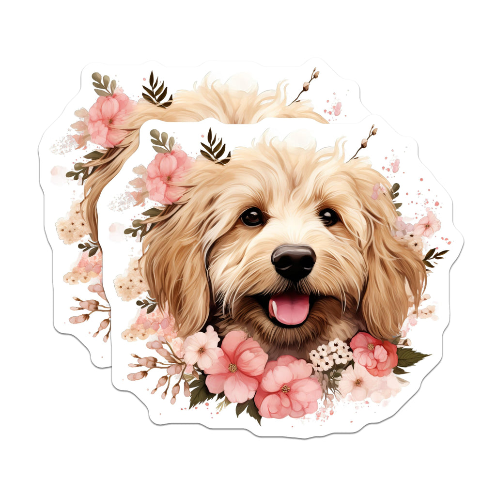 (2 Pack) Goldendoodle Puppy Magnets - Floral Dog Mom Decor - Cute Pet Lover Magnet - 5 Inches On Longest Side - Thick Durable Magnet - Made in USA - MAG28680