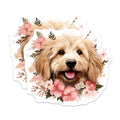 (2 Pack) Goldendoodle Puppy Magnets - Floral Dog Mom Decor - Cute Pet Lover Magnet - 5 Inches On Longest Side - Thick Durable Magnet - Made in USA - MAG28680