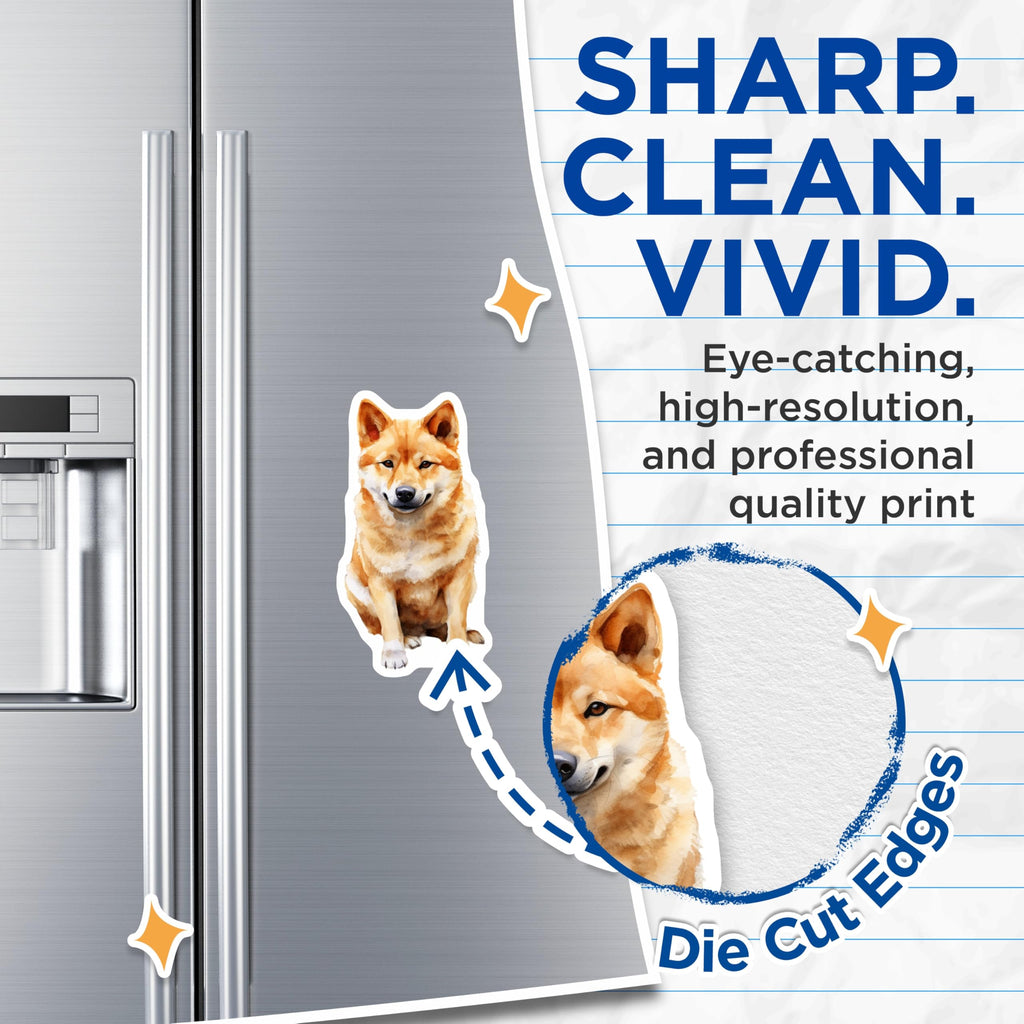 (2 Pack) Shiba Inu Magnets - Watercolor Dog Art - Pet Lover Fridge Decor - 5 Inches On Longest Side - Thick Durable Magnet - Made in USA - MAG26611