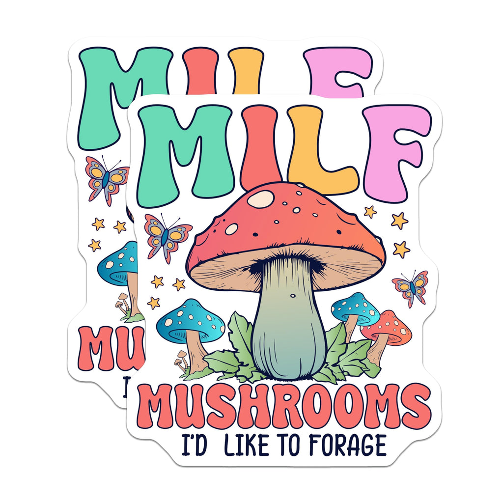 (2 Pack) Milf Mushrooms Magnets - Foraging Humor - Retro Fungi Lovers Decor - 5" On Longest Side - Premium Magnet - for Cars, Refrigerators, Toolboxes, Lockers - Made in USA - MAG18635