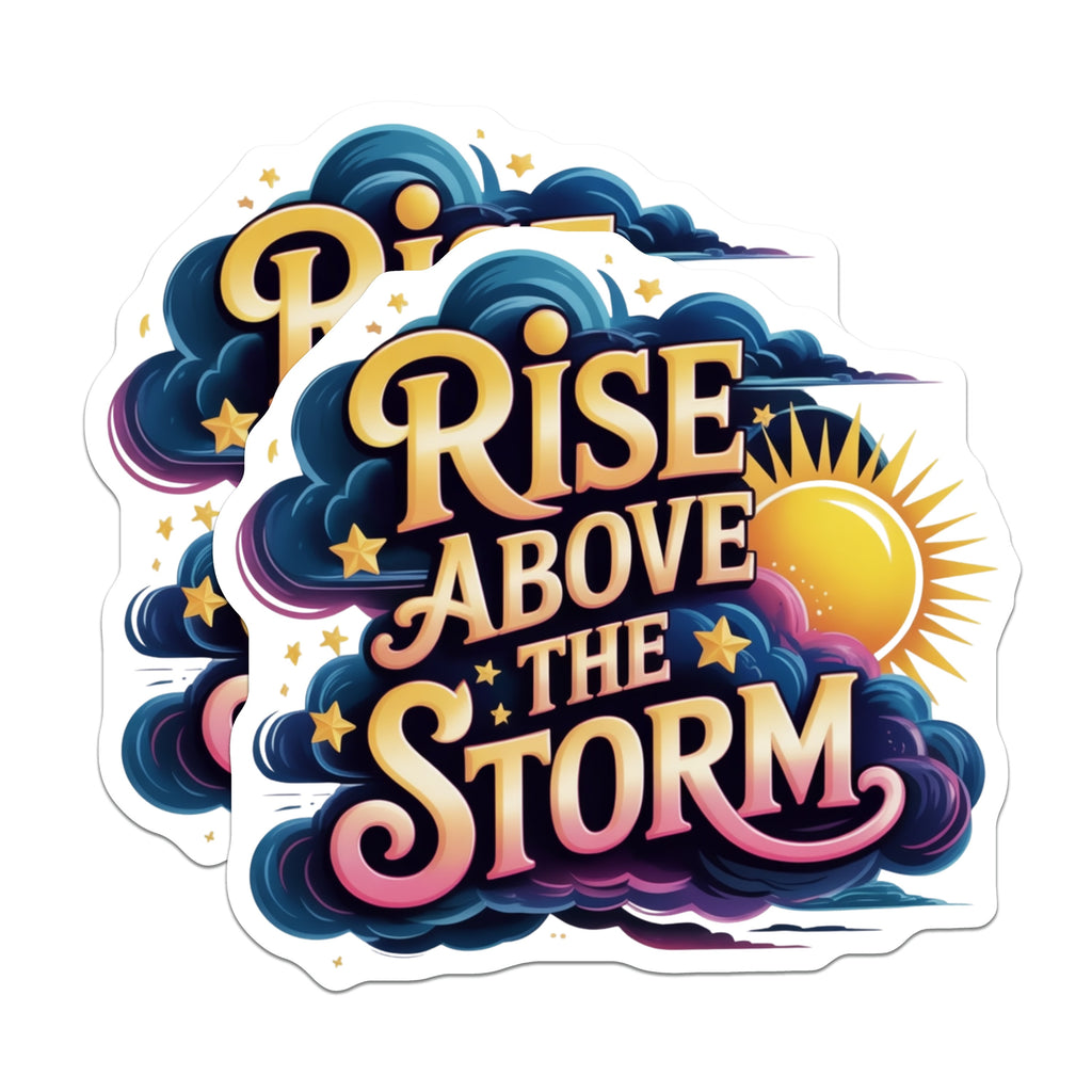 (2 Pack) Rise Above The Storm Magnets - Inspirational Quote - Positive Affirmation Decor - 5 Inches On Longest Side - Thick Durable Magnet - Made in USA - MAG36374