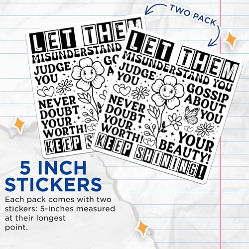 (2 Pack) Inspirational Quote Stickers - Motivational Flower Stickers - Positive Affirmation Stickers - 5" On Longest Side - Sticks to Smooth Flat Surfaces - Made in USA - BMCS6172