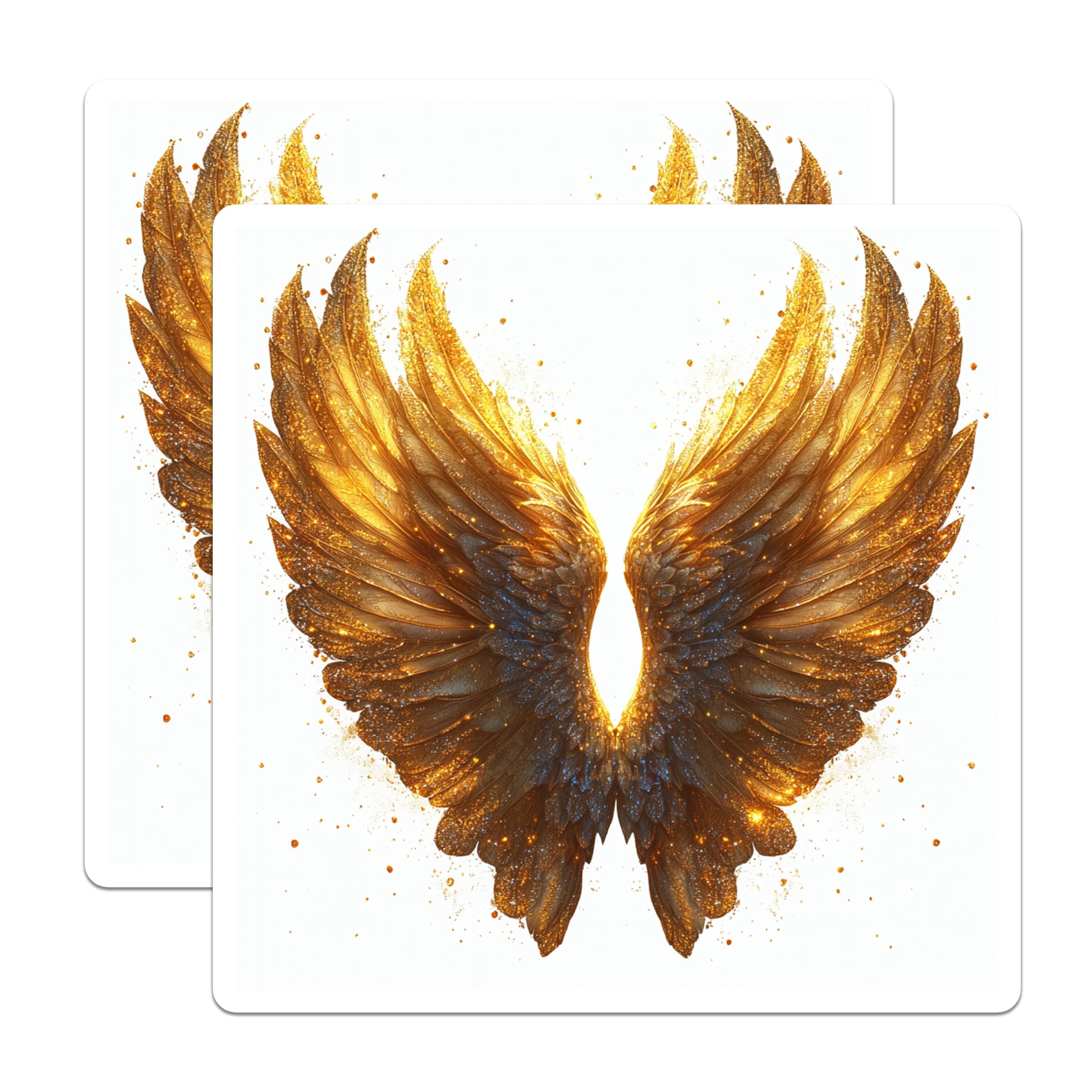 (2 Pack) Golden Wing Magnets - Angel Wings Decor - Celestial Fantasy Aesthetic - 5 Inches On Longest Side - Thick Durable Magnet - Made in USA - MAG24053