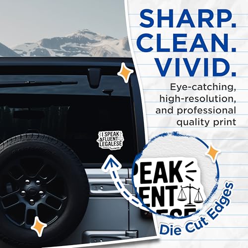 (2 Pack) I Speak Fluent Legalese Stickers - Lawyer Novelty Decal - Legal Professional Accessory - 5" On Longest Side - Sticks to Smooth Flat Surfaces - Made in USA - BMCS5589