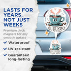 (2 Pack) Espresso Yourself Magnets - Cute Coffee Cup Magnets - Fun Kitchen Magnets - 5" On Longest Side - for Cars, Fridges, Toolboxes - Made in USA - MAG4603