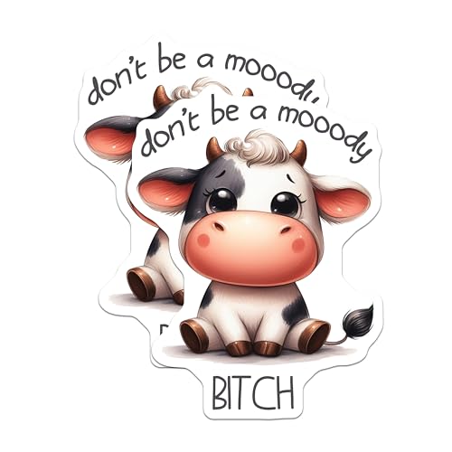 (2 Pack) Funny Cow Magnets Magnets - Don't Be Moody Decor - 5" On Longest Side - Made in USA - Sticks to Refrigerators & Metal Surfaces - MAG8670