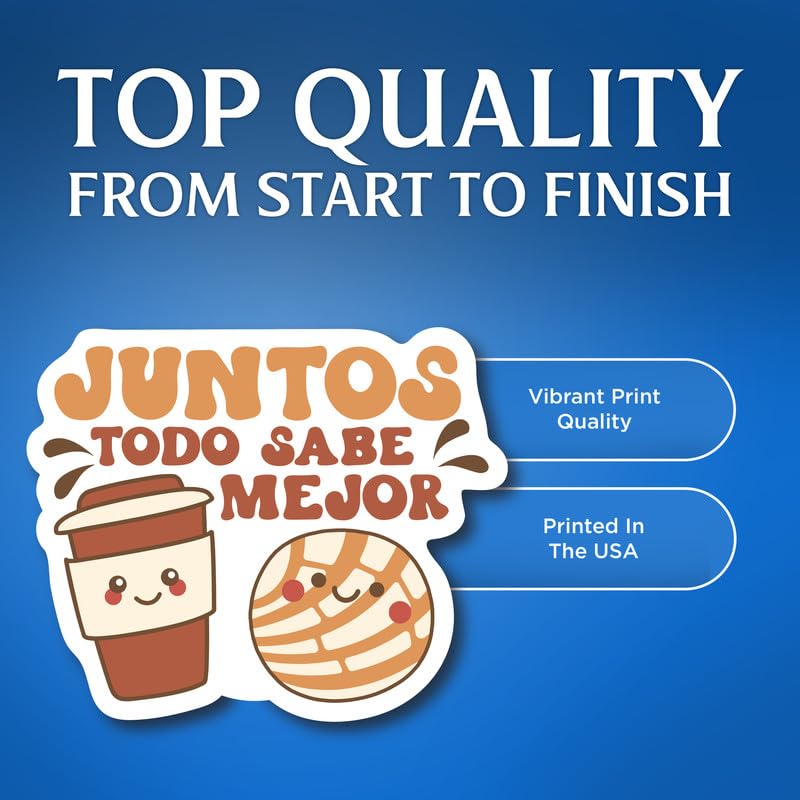 (2 Pack) Juntos Todo Sabe Mejor Stickers - 5" On Longest Side - for Car, Truck, SUV - Easy Peel and Stick Vinyl Decals - Made in USA - BMCS077