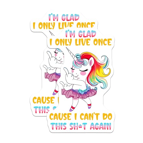 (2 Pack) Funny Unicorn Quote Stickers - Rainbow Unicorn - Humorous Vinyl Decal - 5" On Longest Side - Sticks to Smooth Flat Surfaces - Made in USA - BMCS7794