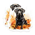 (2 Pack) Black Lab Magnets - Autumn Dog Decor - Fall Leaf Pet Lover Refrigerator Accessory - 5 Inches On Longest Side - Thick Durable Magnet - Made in USA - MAG28416