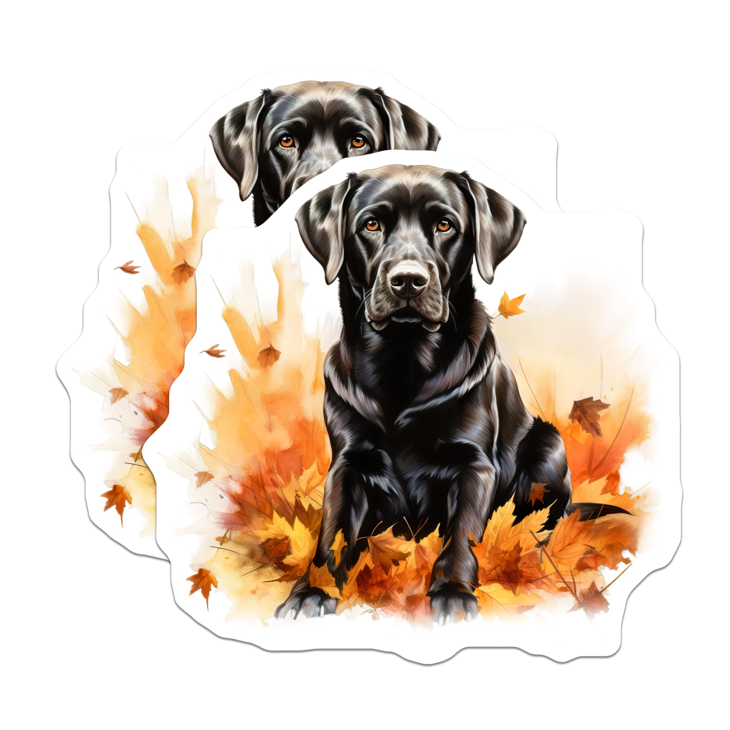 (2 Pack) Black Lab Magnets - Autumn Dog Decor - Fall Leaf Pet Lover Refrigerator Accessory - 5 Inches On Longest Side - Thick Durable Magnet - Made in USA - MAG28416