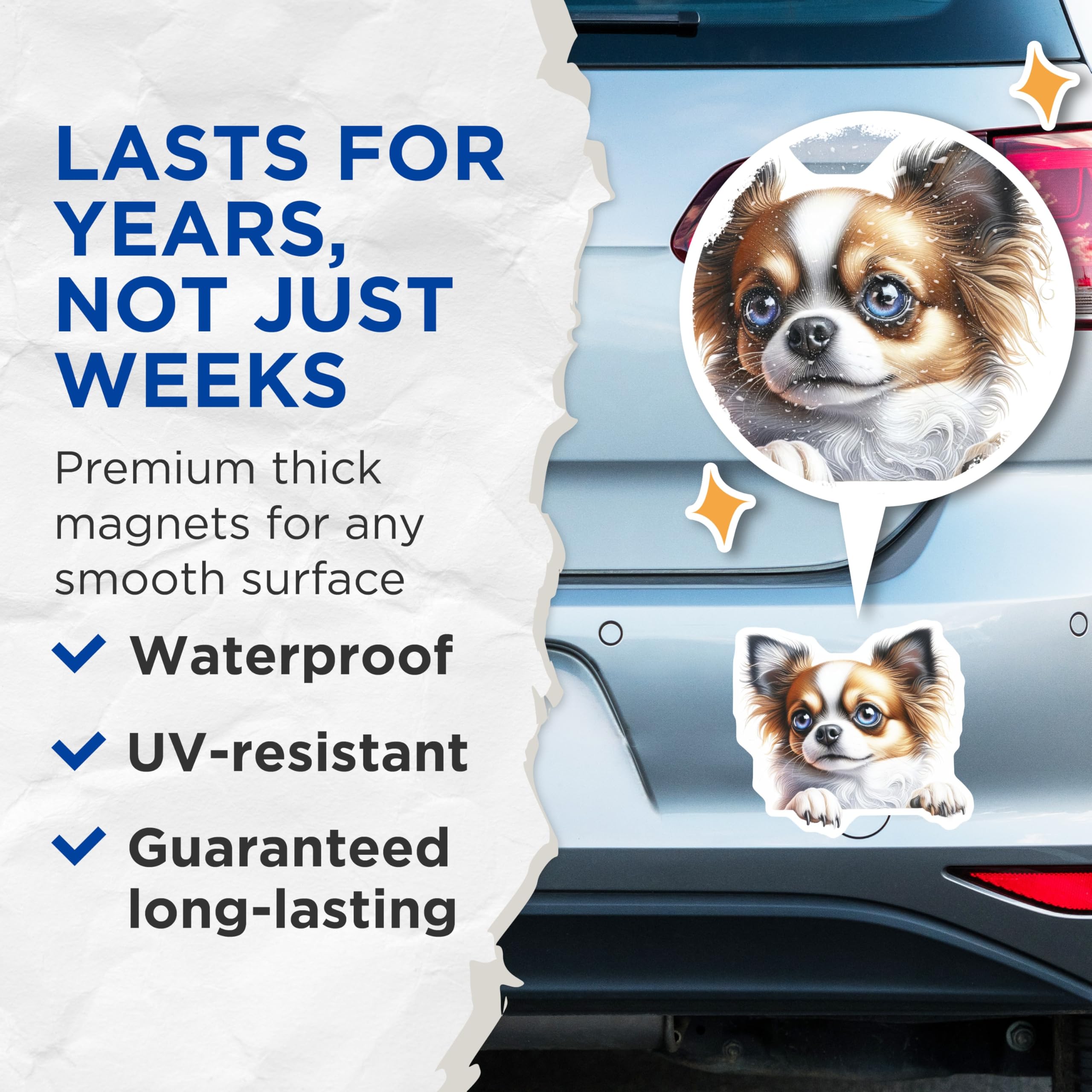 (2 Pack) Chihuahua Dog Magnets - Cute Puppy Art - Fridge Magnets - 5" On Longest Side - Premium Magnet - for Cars, Refrigerators, Toolboxes, Lockers - Made in USA - MAG15854