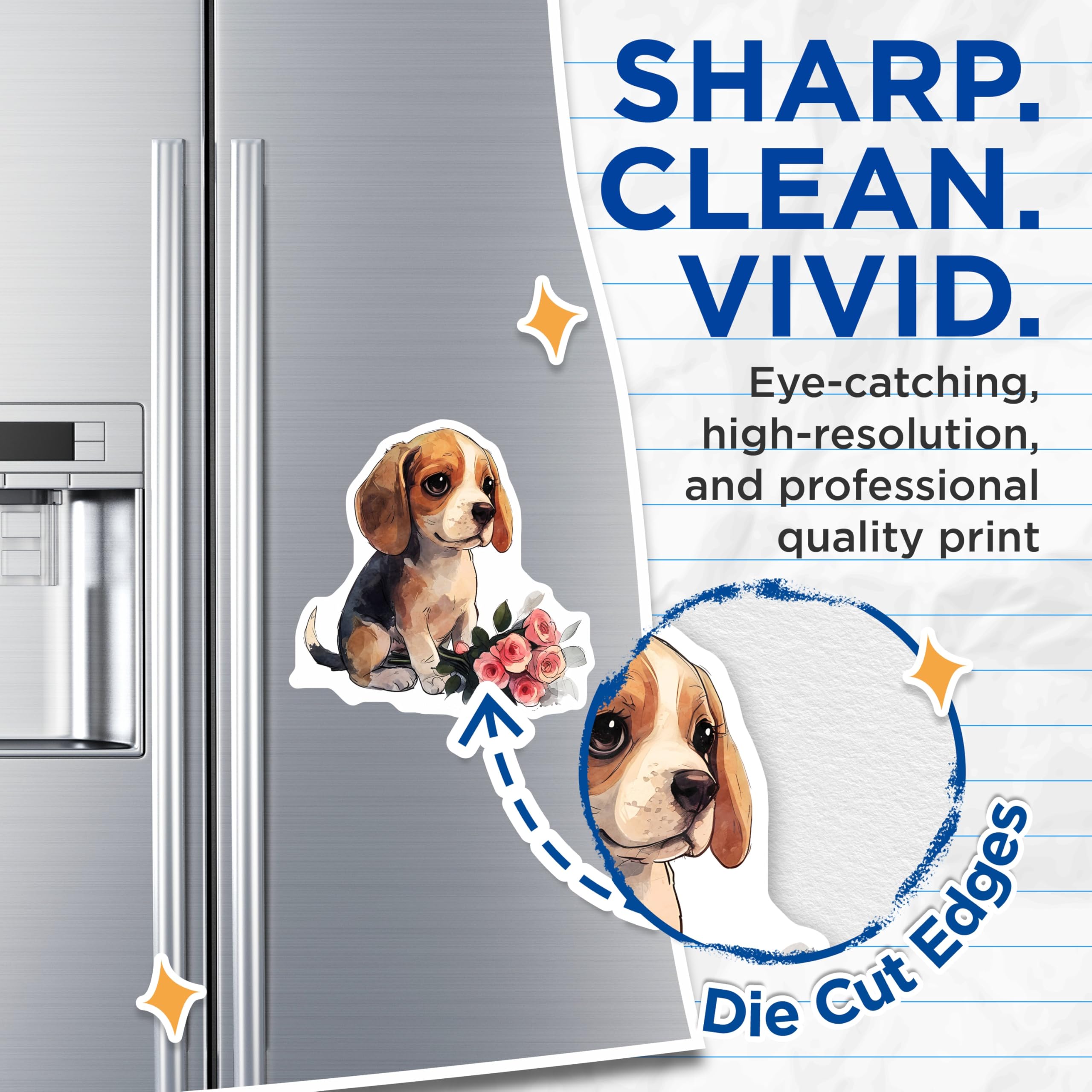 (2 Pack) Beagle Dog Magnets - Puppy with Flowers - Cute Pet Refrigerator Magnets - 5" On Longest Side - Premium Magnet - for Cars, Refrigerators, Toolboxes, Lockers - Made in USA - MAG16788