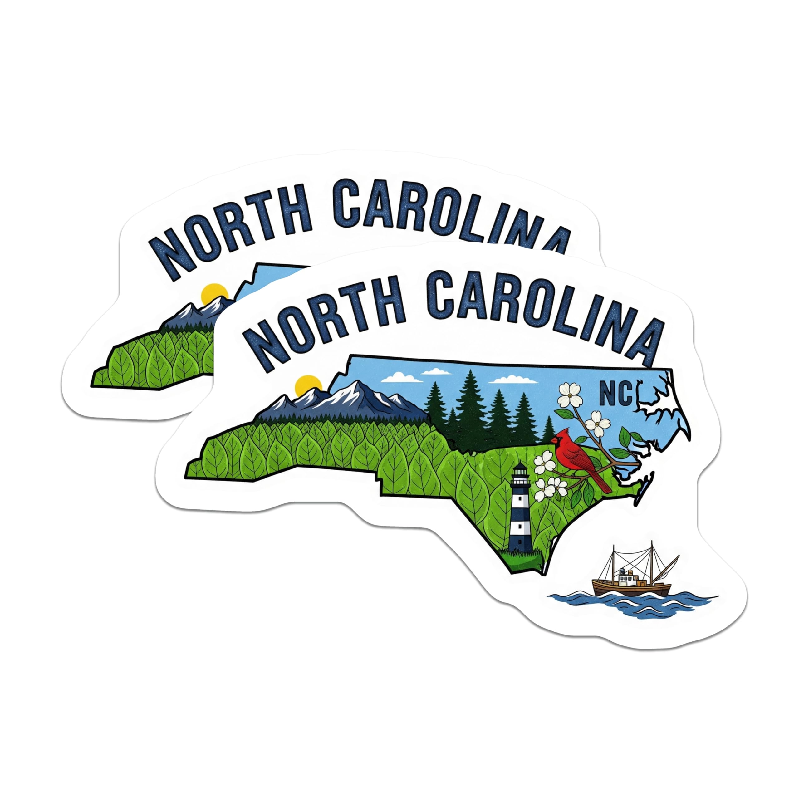 (2 Pack) North Carolina Magnets - NC State Map - Souvenir Magnets - 5" On Longest Side - Premium Magnet - for Cars, Refrigerators, Toolboxes, Lockers - Made in USA - MAG14189