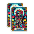 (2 Pack) Autism Mama Magnets - Dia de Los Muertos Skeleton Art - Neurodiversity Awareness Decor - 5 Inches On Longest Side - Thick Durable Magnet - Made in USA - MAG23971