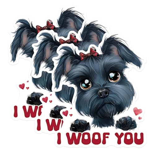 (3 Pack) I Woof You Decals - Puppy Love Decal - Cute Dog Decal - 3 Inches On Longest Side - Easy Peel & Apply - Made in USA - 3MCS1401