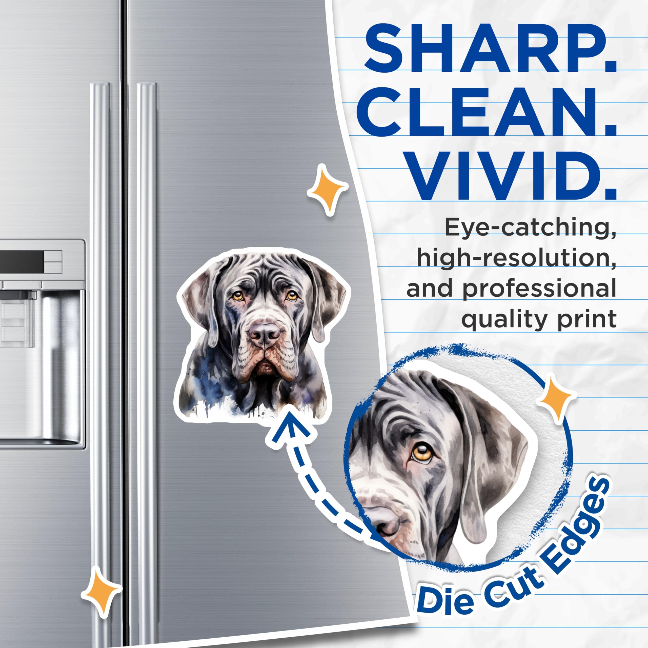 (2 Pack) Neapolitan Mastiff Magnets - Watercolor Dog Art - Animal Lover Fridge Decor - Pet Parent Present - 5 Inches On Longest Side - Thick Durable Magnet - Made in USA - MAG26908