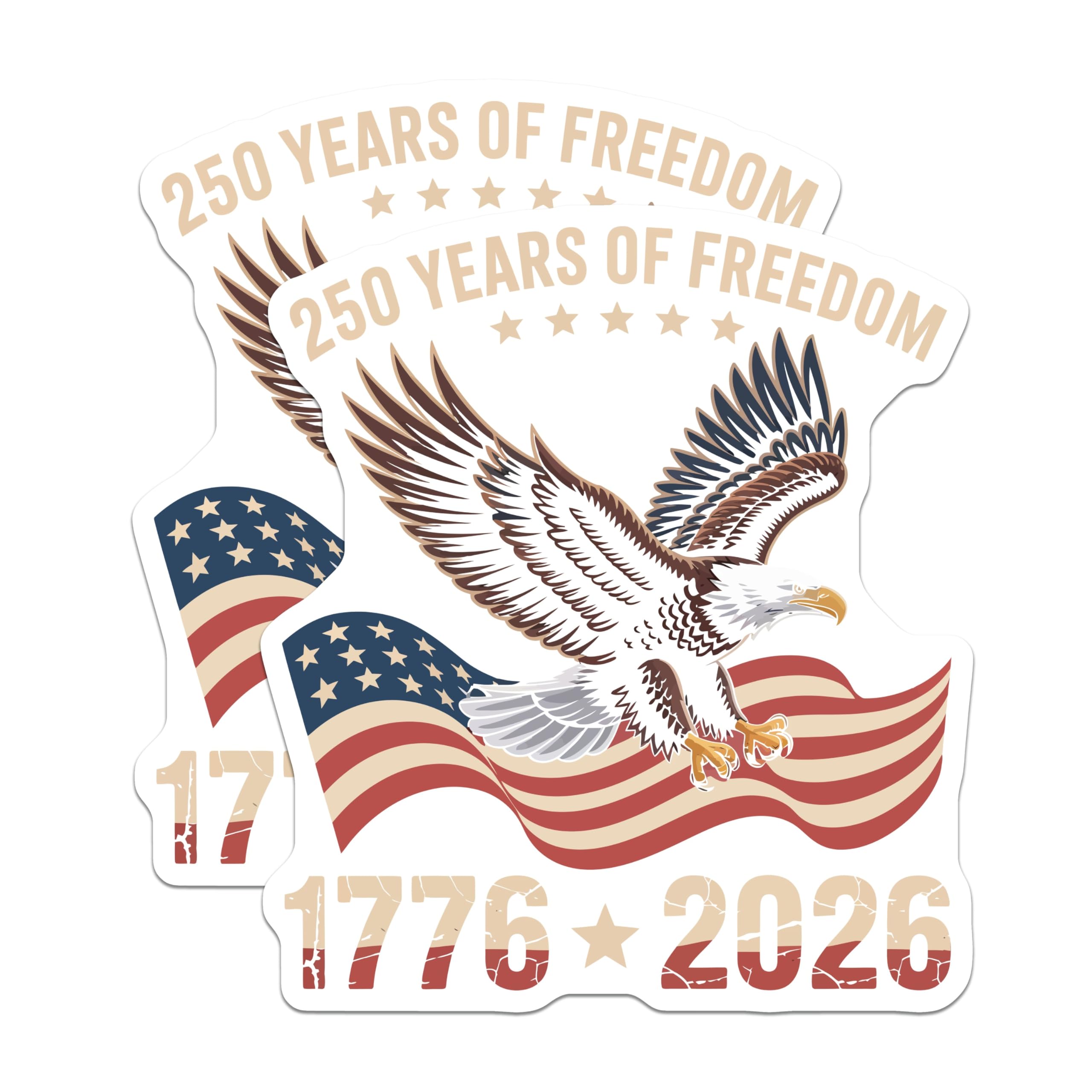 (2 Pack) 250 Years Freedom Magnets - American Eagle Flag - 1776 2026 Patriotic Decor - 5 Inches On Longest Side - Thick Durable Magnet - Made in USA - MAG21084