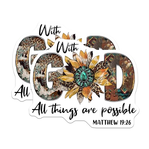 (2 Pack) God Stickers - Faith-Based Stickers - Inspirational Stickers with Quote - 5" On Longest Side - Sticks to Smooth Flat Surfaces - Made in USA - BMCS6188