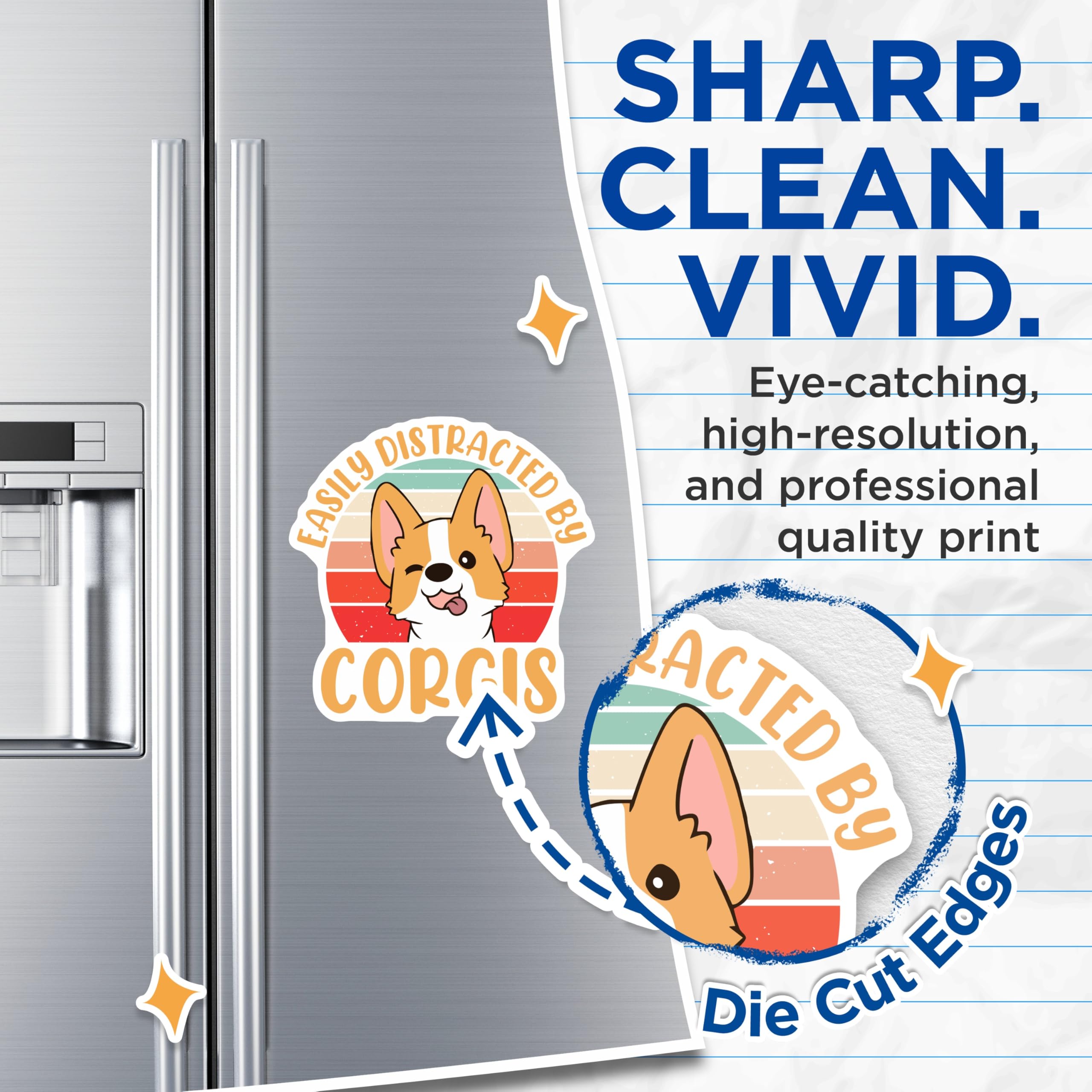 (2 Pack) Easily Distracted By Corgis Magnets - Funny Dog Lover Fridge Decor - Cute Corgi Pet Owner Magnet - 5 Inches On Longest Side - Thick Durable Magnet - Made in USA - MAG19350