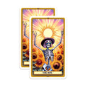 (2 Pack) The Sun Tarot Magnets - Skeleton Sunflower Art - Bohemian Home Decor - 5 Inches On Longest Side - Thick Durable Magnet - Made in USA - MAG30114