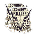 (2 Pack) Cowboy Killer Magnets - Western Decor - Skull Design - Wild West - Leopard Print - 5" On Longest Side - for Cars, Refrigerators, Toolboxes, Lockers - Made in USA BMCS3506