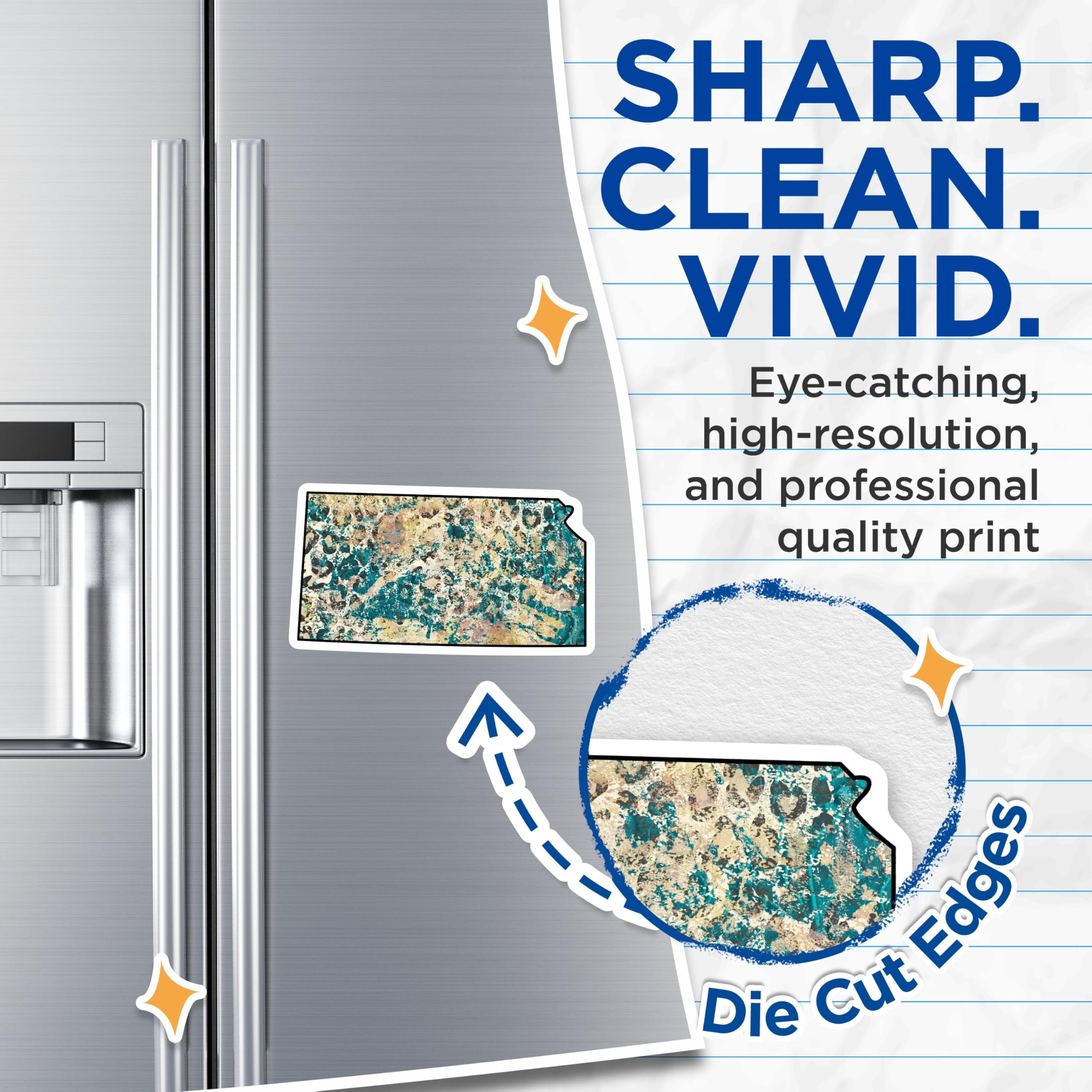 (2 Pack) Kansas Map Magnets - Abstract State Design - Fridge Magnets Set - 5" On Longest Side - Premium Magnet - for Cars, Refrigerators, Toolboxes, Lockers - Made in USA - MAG17388