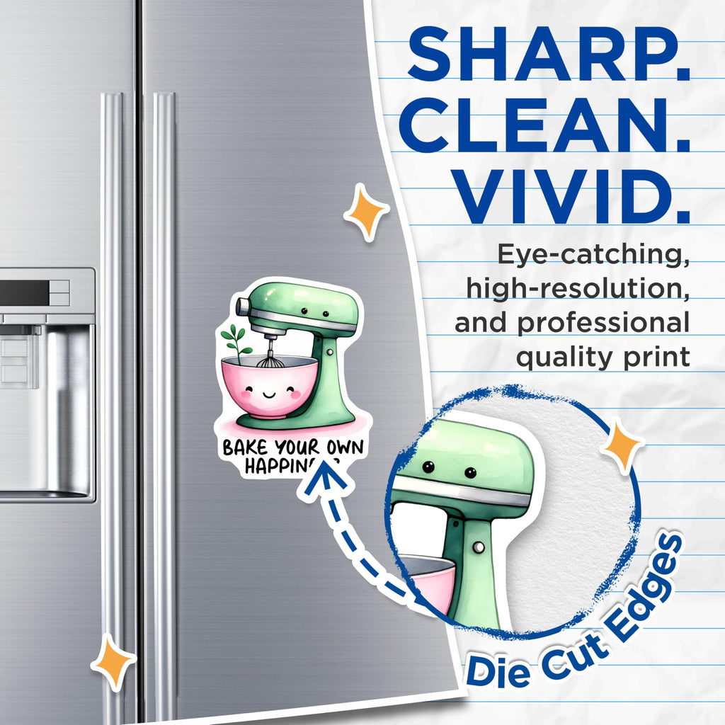 (2 Pack) Bake Your Own Happiness Magnets - Cute Kitchen Decor - 5" On Longest Side - for Cars, Fridges, Toolboxes - Made in USA - MAG7516