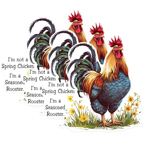 (3 Pack) Seasoned Rooster Decals - Funny Chicken - Farm Animal Laptop Decal - 3 Inches On Longest Side - Easy Peel & Apply - Made in USA - 3MCS1460