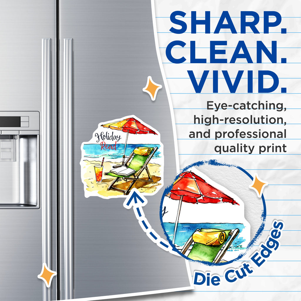 (2 Pack) Holiday Read Magnets - Beach Vacation Scene - Book Lover Fridge Decor - Summer Relaxation Accessory - 5 Inches On Longest Side - Thick Durable Magnet - Made in USA - MAG39515