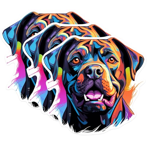 (3 Pack) Rottweiler Decals - Colorful Dog Stickers - Laptop Decal - 3 Inches On Longest Side - Easy Peel & Apply - Made in USA - 3MCS0687