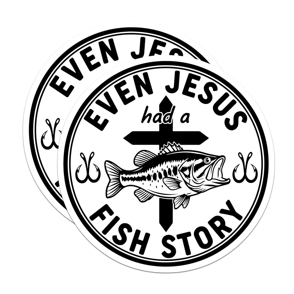 (2 Pack) Fishing Magnets - Religious Fish Story - Christian Angler Decor - 5" On Longest Side - Premium Magnet - for Cars, Refrigerators, Toolboxes, Lockers - Made in USA - MAG15587