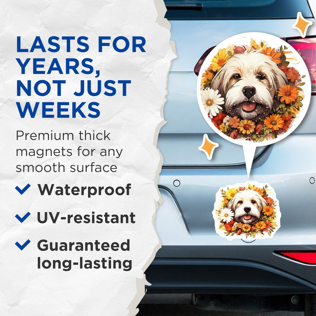 (2 Pack) Havanese Dog Magnets - Floral Puppy Fall Decor - Pet Lover Refrigerator Magnets - 5 Inches On Longest Side - Thick Durable Magnet - Made in USA - MAG30541