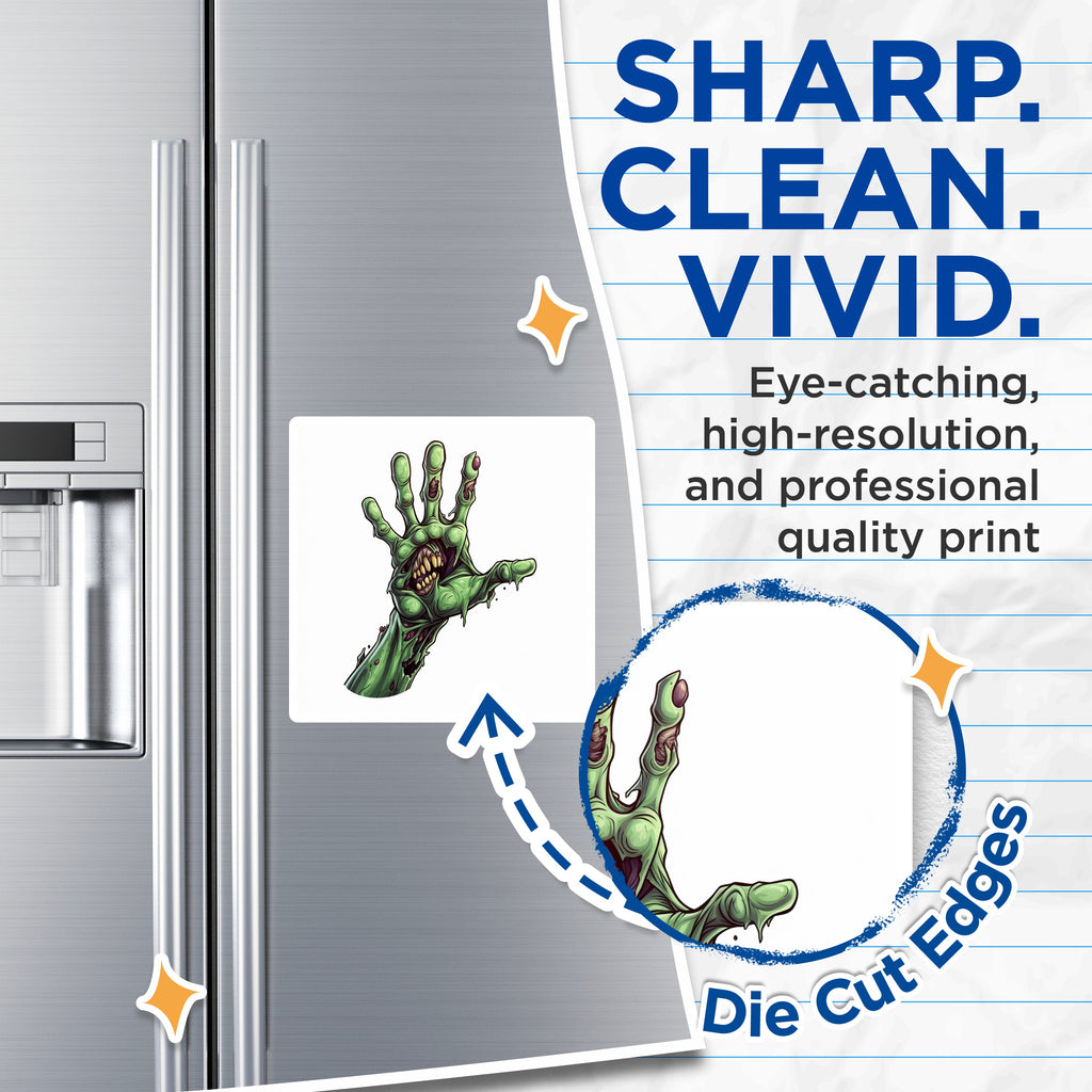 (2 Pack) Creepy Zombie Hand Magnets - Spooky Halloween Decor - Macabre Undead Monster Art for Refrigerator - 5 Inches On Longest Side - Thick Durable Magnet - Made in USA - MAG36433