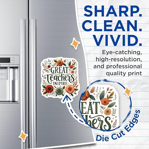 (2 Pack) Great Teachers Inspire Magnets - Teacher Appreciation Gifts - Floral - 5" On Longest Side - for Cars, Fridges, Toolboxes - Made in USA - MAG4417